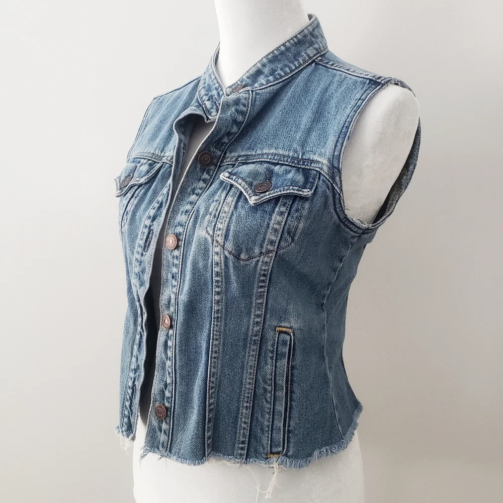 Levi Strauss Distressed Denim Jean Vest - Picture 1 of 9